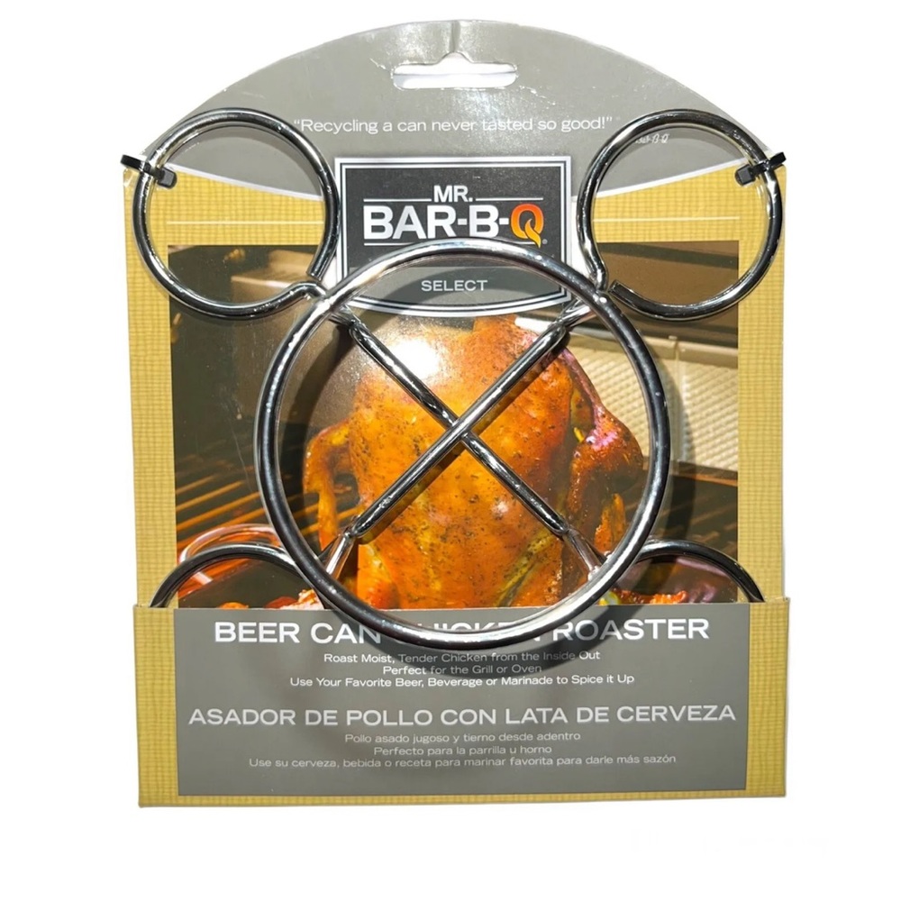 ❤️BUNDLE ITEM❤️ Beer Can Chicken Holder Roaster Stand Mr. Bar-B-Q Chrome